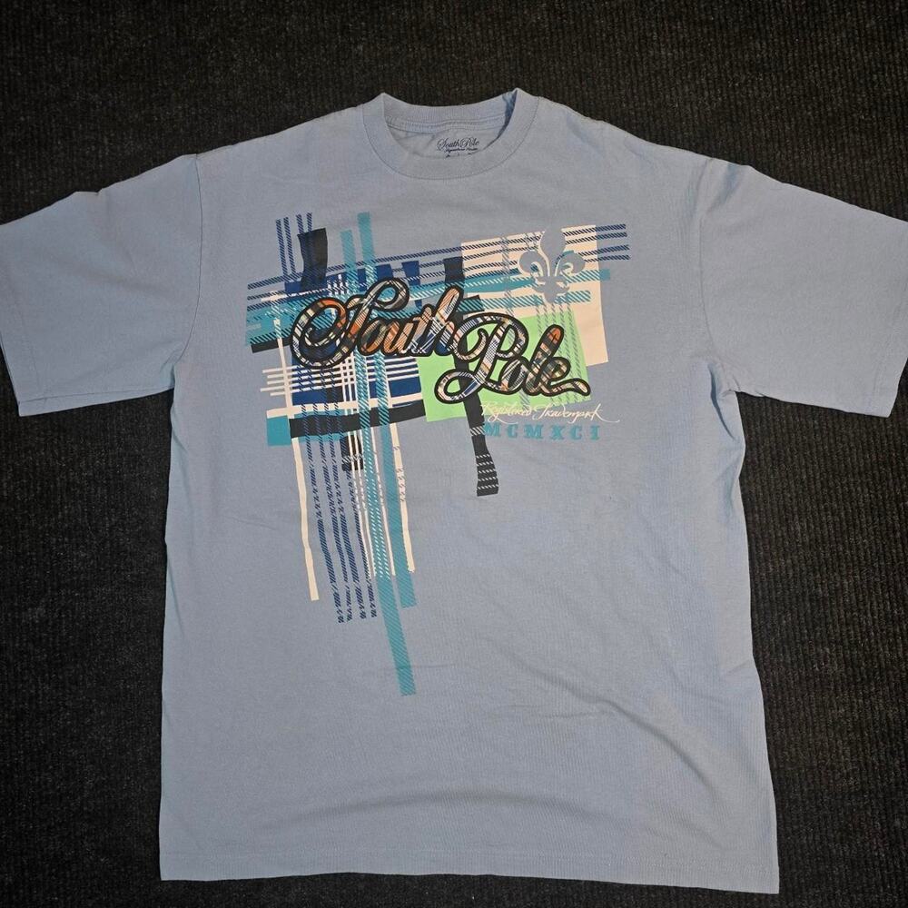 South Pole blue with plaid T-shirt